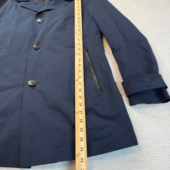 HUGO BOSS Men's Navy Blue Trench Coat Full Length Modern Classic Style Size 40R - Picture 7 of 16